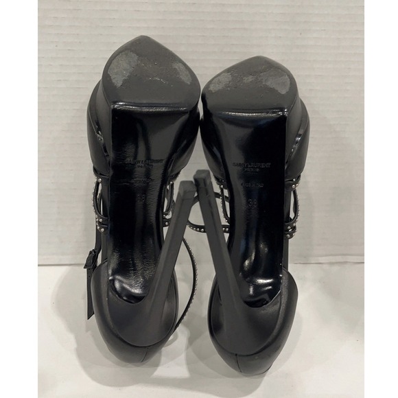 Saint Laurent Paris Black Leather Platform Stiletto Pumps Size EU 38 Italy Heels - Picture 13 of 16